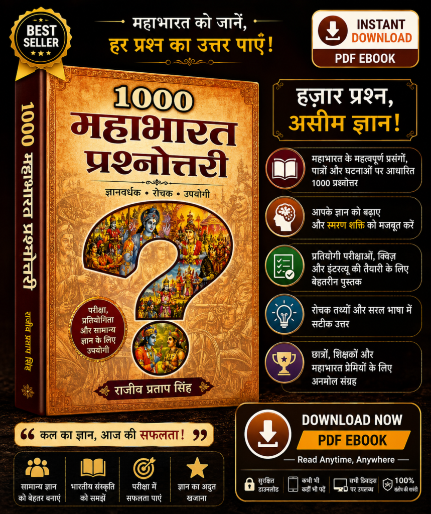1000 Mahabharata Questions Hindi PDF eBook – Mahabharata Quiz, General Knowledge, and Indian Mythology Guide